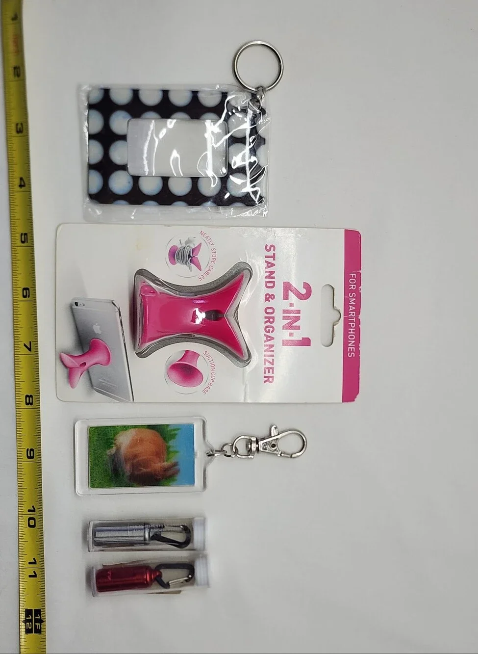 5pc Keychains & 2-in-1 Pink Phone Stand Bundle Set
